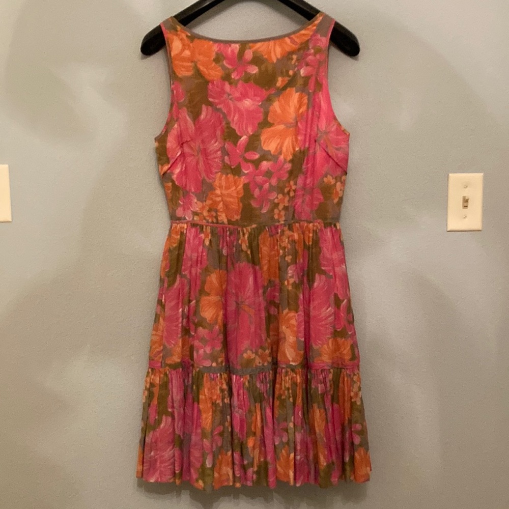 Tracey Feith designer dress. Floral pleated fit flare- lined